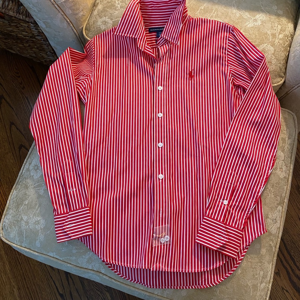 Ralph Lauren Red and White Striped Shirt